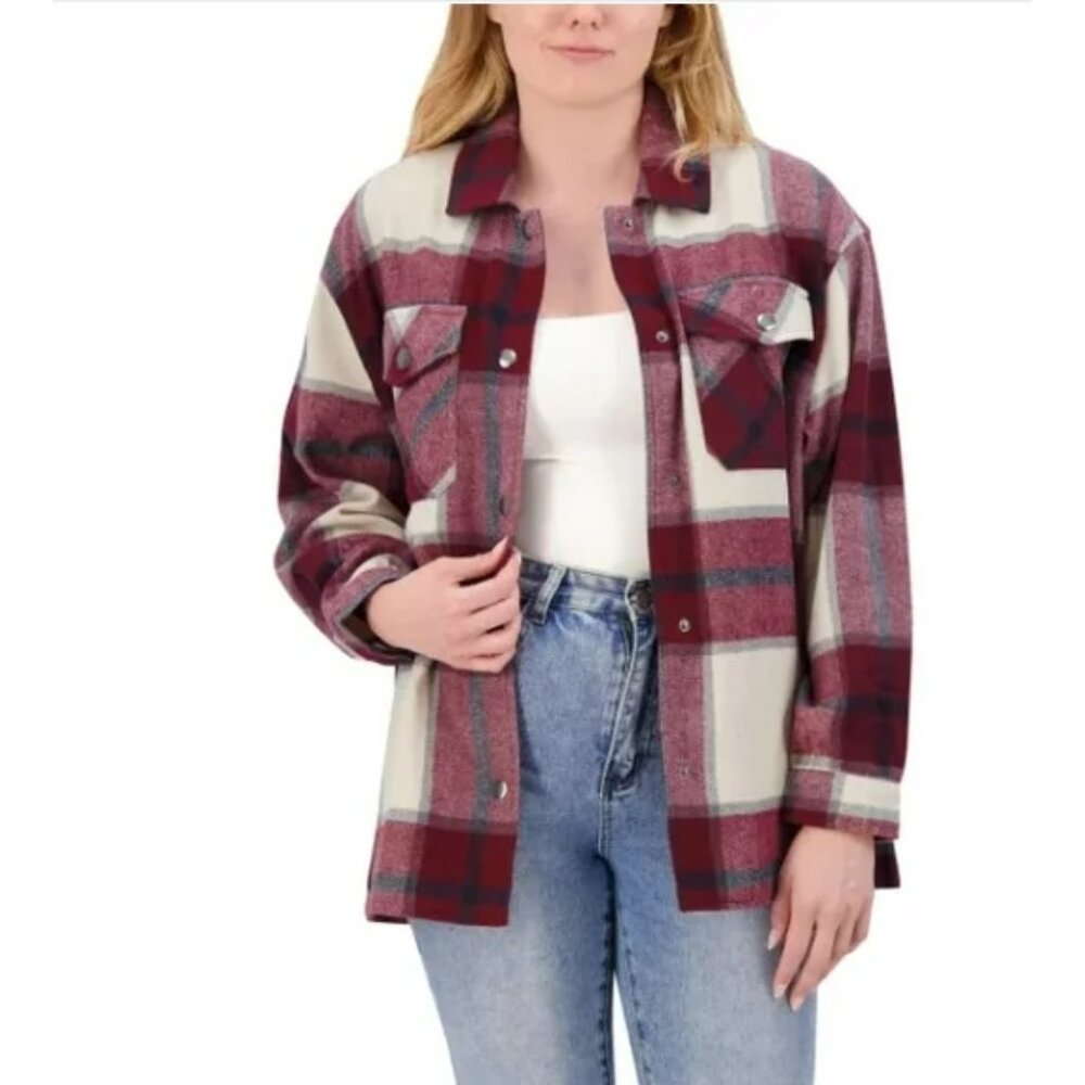 HFX Ladies Shirt Jacket, Shacket, Plaid Sz XXL